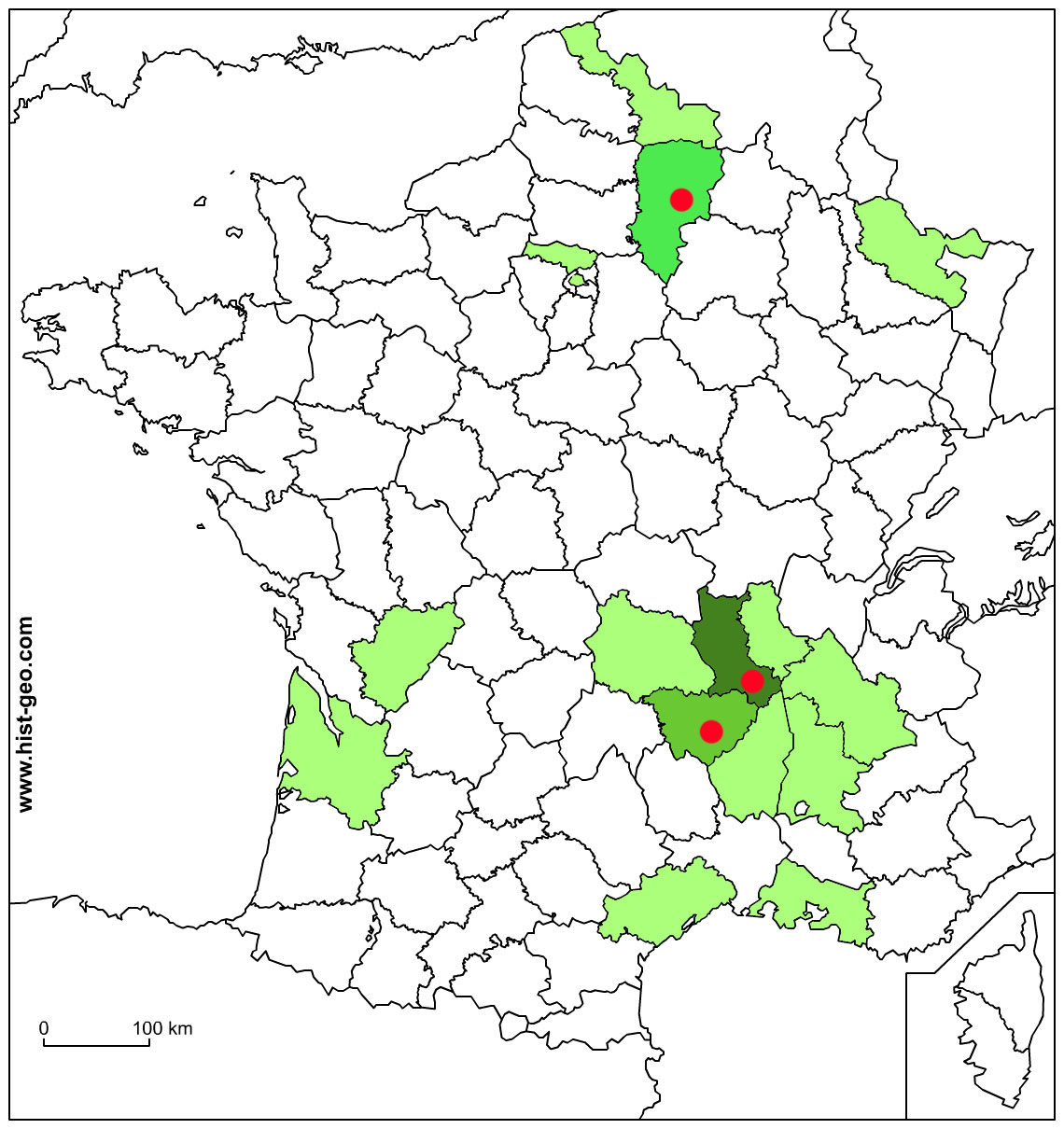 carte de France-Chalendar-1966