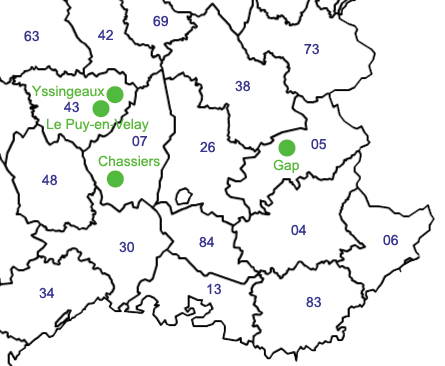 carte zoomée des origines des Chalendar