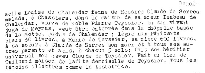 testament de Louise de Chalendar